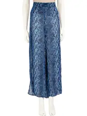 Blue Animal Print Sheer Trousers