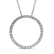 0.5 CT. T.W. Natural Diamond Open Circle Pendant in 14K White Gold