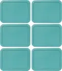 Pyrex 7210-PC 3-Cup Turquoise Plastic Food Storage Lid, Made in USA - 6 Pack