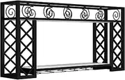 Modern LED Wall Mounted Wine Rack with Hanging Glass Holder Floating Metal Liquor Cabinet Display Shelf for Home Bar Dining Room Stylish Bottle Storage Organizer (Black)