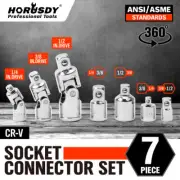 7Pc Socket Adaptor Set Flexible Joint Reducer Swivel Connector 1/4 3/8 1/2" Dr.