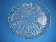 'SELECTA' ROUND GLASS ANTIPASTA/SAVOURIES PLATTER 4 DIVISION