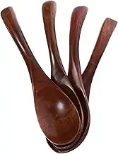 ULTECHNOVO 4pcs Wooden Honey Spoon Ergonomic Reusable Soup and Salad Spoons for Kitchen Use for Home Restaurants Cafes and More Serving Utensils