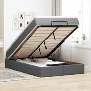 vidaXL Ottoman Bed with Mattress Dark Grey Super Single Fabric