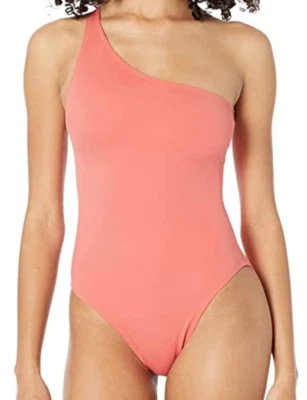 Norma Kamali One Shoulder Mio Papaya/Orange L22617 Womens Swimsuit Size XL