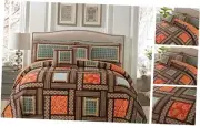 Cotton Patchwork Bedspread, 3-Piece Bedding Quilt Set with Real Stitched