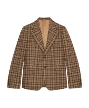 Gucci Checkered Button-Up Jacket IT50 Brown