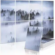 Art Acoustic Panels, Self-adhesive Decorative Sound Absorbing Wall Art, 48 X 32 Inches Soundproof Wall Panels,Decorative Noise Reducing Panels for Recording Studio and Home (8 Pack),Fog Forest