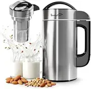 50oz Almond Milk Maker Machine (Built-in Strainer Filter), Make Plant Based Milks, Soup & Juice, 6-7 Cups Per Batch, 304 Stainless Steel, Automatic Cleaning, 8-IN-1 Nut Milk Maker for Soy & Oat