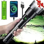 Super Bright LED Flashlight, 3600000 High Lumens Rechargeable Flashlights with Long Handle, 10000mAh Battery Zoomable 5 Modes for Outdoor Camping, Emergencies