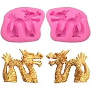 2Pcs/Set 3D Dragon Fondant Mold Chinese Zodiac Dragon Silicone Gum Paste Sugar