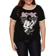 AC/DC Short Sleeve Scoop Neck Graphic '74 Jailbreak T-Shirt Juniors Plus Size
