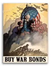 Uncle Sam “Buy War Bonds” Iconic 1942 Vintage Style World War 2 Print - 8.5x11