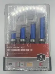 CSOOM 4 Piece High Versatility Pattern Flush Trim Router Bit Set 1/4” Shank Wood