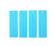 4pcs Cake Scrapers Food Grade High Durability PP Material Jagged Edged Cake Scrapers Butter Cream Spatulas Home Supplies Blue