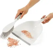 Dustpan and Brush - White and Grey Cleaning Broom Tool.
