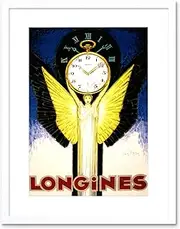 [Wee Blue Coo] Advert Longines Watch Time Clock France Angel Bright Framed Wall Art Print