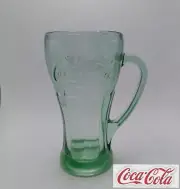Coca-Cola Coke Vintage Glass With Handle Green 12 oz