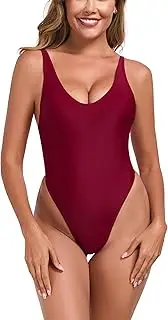 [RELLECIGA] Women's Monokini One-Piece String Thong Bikini High Cut Swimsuit
