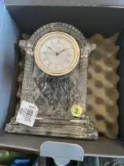 LARGE GOLD, Never Used 7" CARRIAGE Clock LISMORE By WATERFORD Crystal