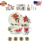 Timeless Tudor Royal 16-Piece Porcelain Dinnerware Collection - Rosemary Design