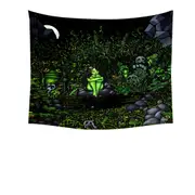 Green Wood Nymph Girl Surrounded by Odd Creatures Tapestry