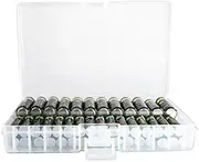 FotoTech Clear AA/AAA Plastic Battery Storage Case/Organiser/Holder (Holds 46 AA batteries or 64 AAA batteries) with FotoTech Microfiber Cleaning Cloth