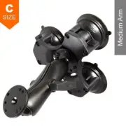 RAM Twist-Lock Triple Suction Cup Mount with Round Plate 1.5" Ball
