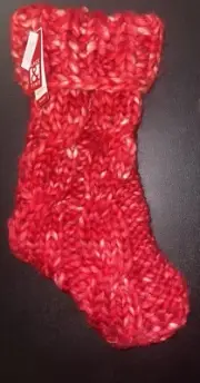 New Place & Time Red Chunky Knit Christmas Stocking Space Dyed Stocking Tree Dec
