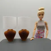1/6 Scale Set of 2 Table Lamps Copper Base White Shade 1:6 Barbie Decor Diorama