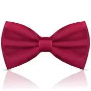 Men's Bow Ties Solid Color Pre-Tied Bow Tie Satin Formal Tuxedo Bowtie Wine Red