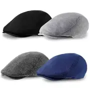 4 Pieces Men's Flat Cap Ivy Gatsby Newsboy Hat Driving Cabbie Multicoloured