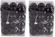 Pack of 48 Christmas Baubles Ornaments for Christmas Tree - Small, Shatterproof Hanging Baubles for Xmas Wedding Festival Decor - 3CM (Black, 48 PCS)