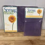 Vtg Spring Maid Full Flat Sheet Purple W/ 2 Pillow Cases NOS Made In USA