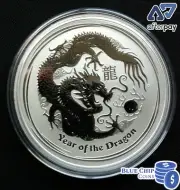 2012 $2 Year of the Dragon 2oz Silver Bullion Coin In Capsule