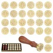 Alphabet Wax Seal Stamp Kit 26 Letters A-Z Sealing Wax Stamp with 2pcs Handles