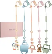 5 Pack Dummy Clips, Pacifier & Toy Safety Straps, For Strollers & High Chairs