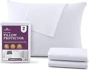 100% Cotton - Pillow Protector - 200 Thread Count - Zippered Style Pillow Cover - Protects from Dirt Dust Mites & Allergens - Set of 2 - (Standard (20x26)