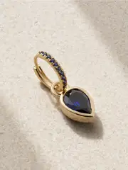 [Alison Lou] Alison Lou - Tear 14-karat Gold, Sapphire And Laboratory-grown Sapphire Single Hoop Earring - One size One size Gold