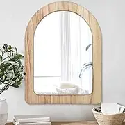 AAZZKANG Large Arch Mirror Wooden Rustic Mirror Decorative Wall Mirror for Bathroom Bedroom Living Room vanity Room 50 x 40 cm, Natural
