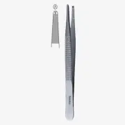 12 BONNEY Tissue Forceps, 7", Straight, Serrated Tips 1 x 2 Teeth