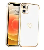 for iPhone 12 Case, iPhone 12 Phone Case, Cute Heart Pattern Slim Fit White