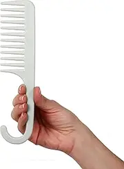 Allegro Combs #1002 Wide Tooth Comb Shower Comb With Hook For Curly Hair Wet Or Dry Detangle Women’s Combs Made In The Usa 1 Pc. (White)