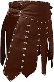 Dickly Men's Utility Kilt Men Roman PU Leather Skirt Roman Gladiator Kilt for Photo Props