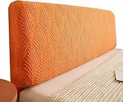 Solid Headboard Protector with Leafy Jacquard Fabric Stretch BedHead Slipcover for Queen Cal King Size Bed Backrest Cover for Bedroom Décor(Orange,67-75in (170-190cm))