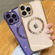 For Apple iPhone 14 13 12 11 Pro Max XR Clear Case Slim Plating Mag Safe Cover