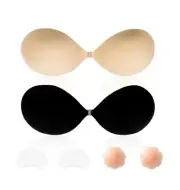Sticky Bra Backless Adhesive Strapless Invisible Push Up Stick on Bras, Size D