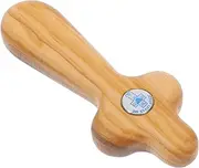 GLSTOY Small Handheld Olive Wood Cross for Baptism Confirmation and Holy Communion Religious Keepsake Jesus Statue Pocket Prayer Cross