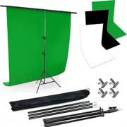 Black White Green Screen Photo Background Backdrop Stand Kit 2X3M +4 Clips