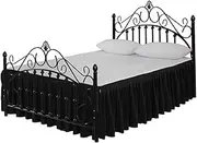 TOGEVAL Home Decoration Fluffy Bedding Bed Linens Bedding Pleated Skirt Bed Accessories Dust Ruffle Black